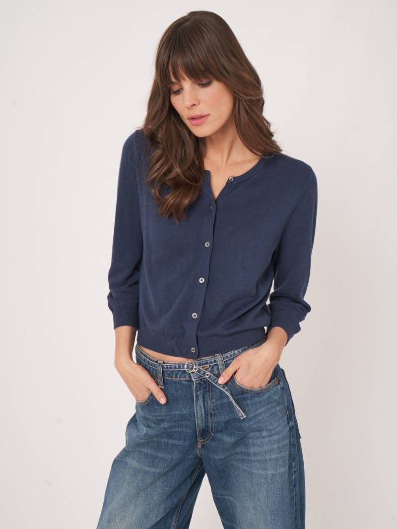 Basic Kurzarm-Pullover aus Baumwollmischung von REPEAT cashmere