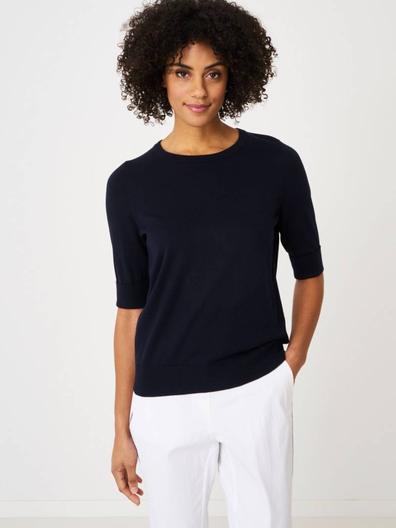 Basic Kurzarm-Pullover aus Baumwollmischung von REPEAT cashmere