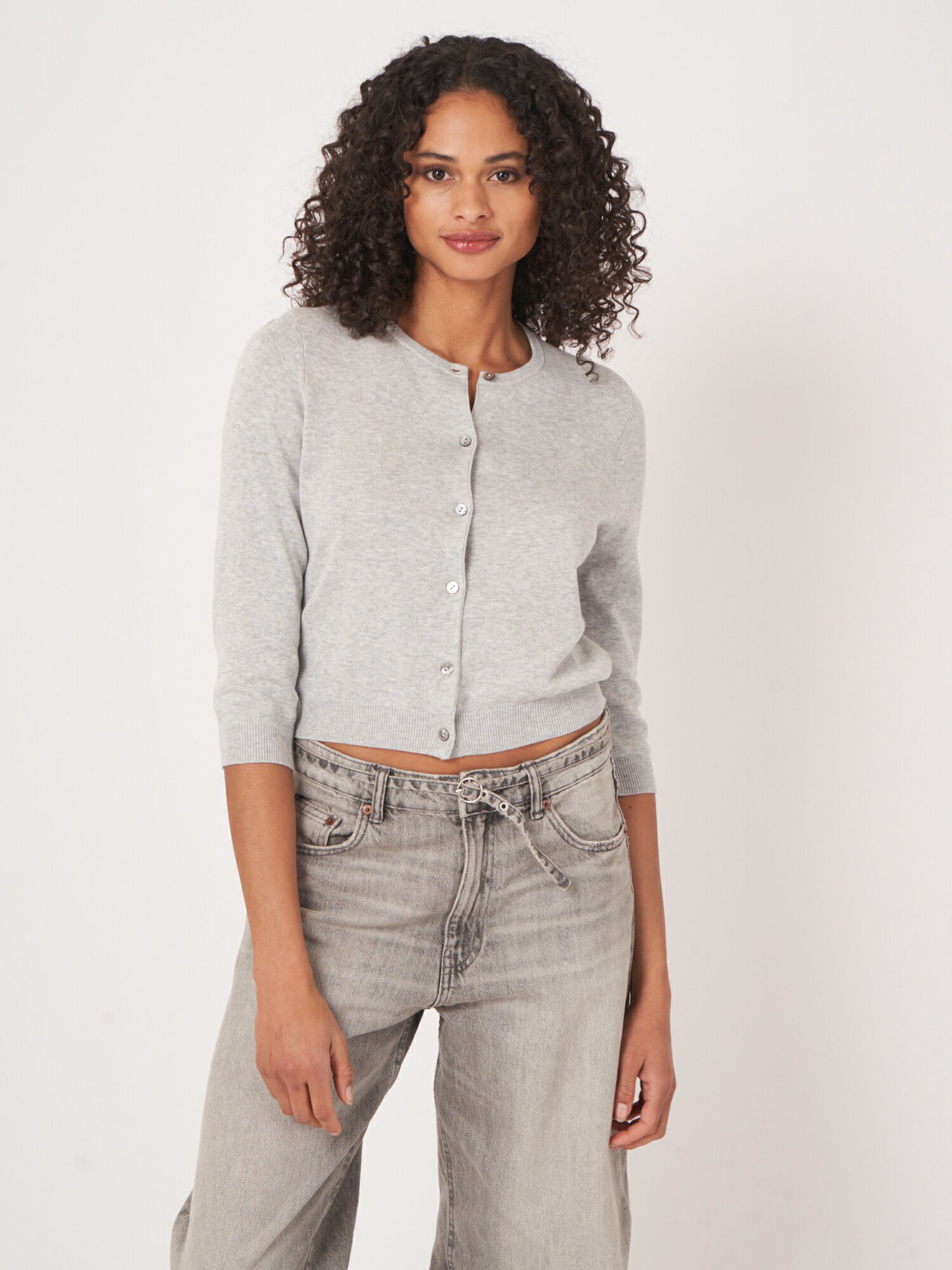 Basic Kurzarm-Pullover aus Baumwollmischung von REPEAT cashmere