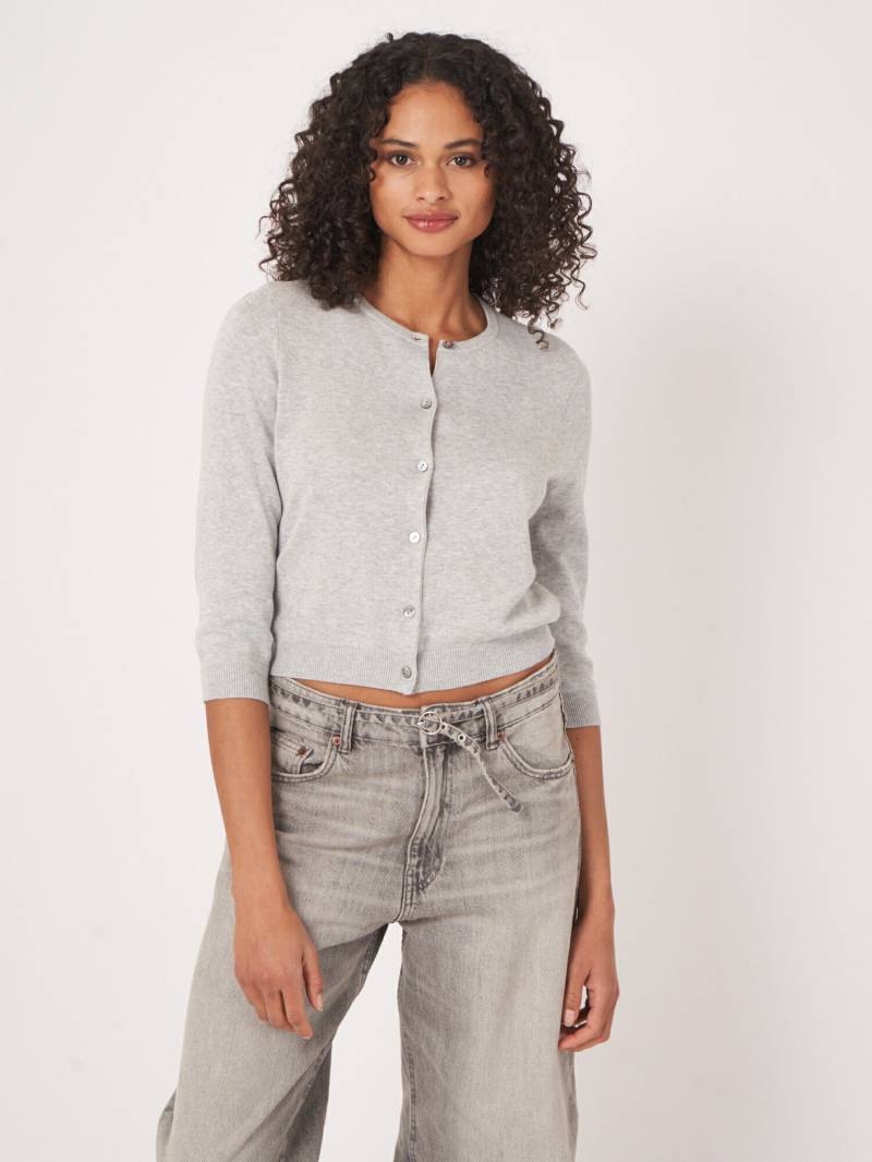 Basic Kurzarm-Pullover aus Baumwollmischung von REPEAT cashmere