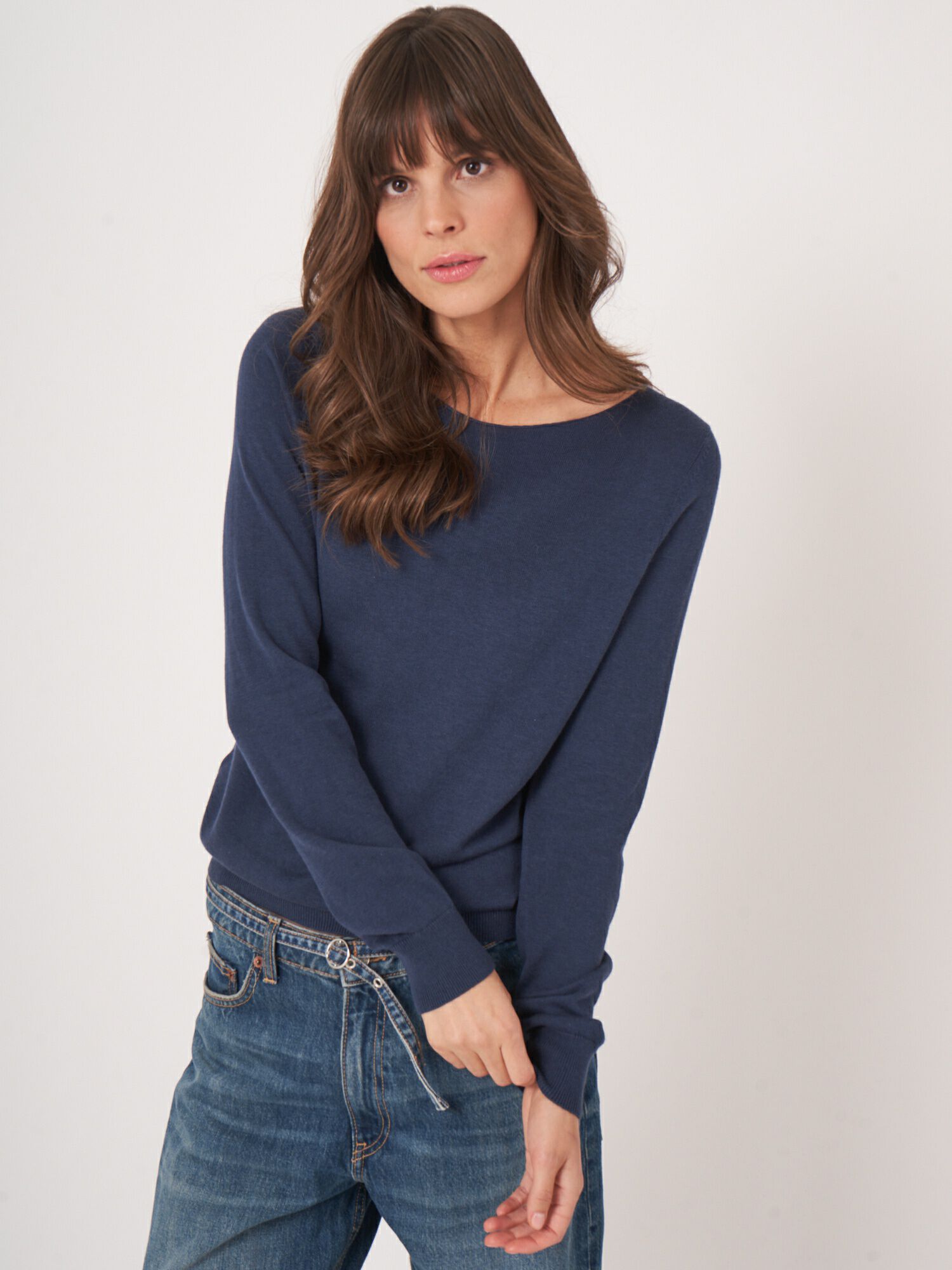 Basic Langarm-Pullover aus Baumwollmischung von REPEAT cashmere