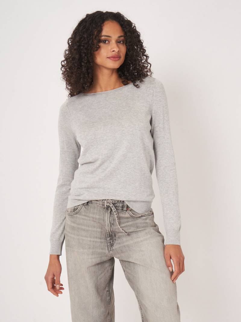 Basic Langarm-Pullover aus Baumwollmischung von REPEAT cashmere