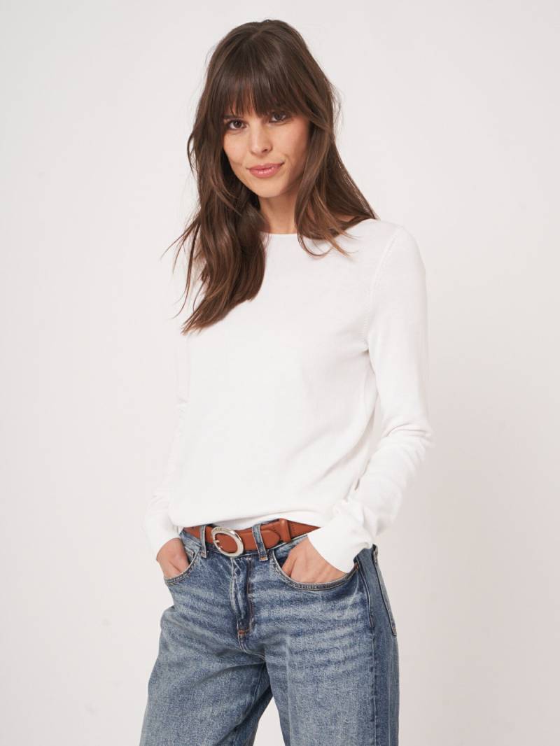 Basic Langarm-Pullover aus Baumwollmischung von REPEAT cashmere