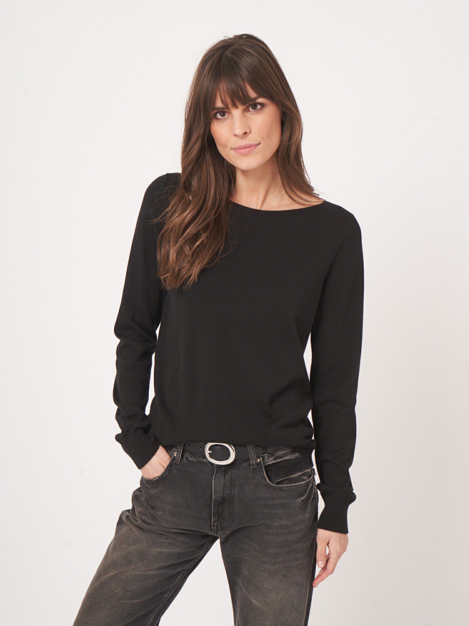 Basic-Langarm-Pullover aus Bio-Baumwollmischung von REPEAT cashmere