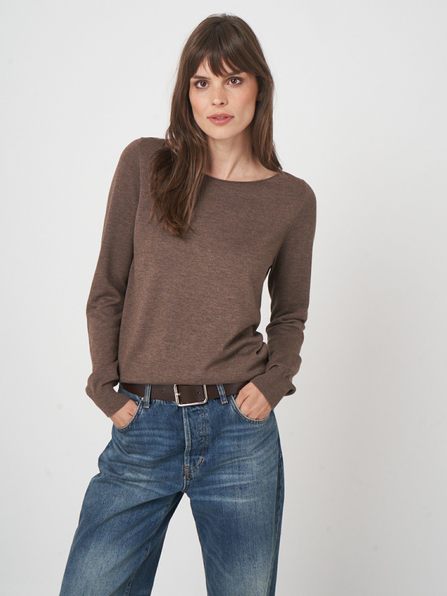 Basic-Langarm-Pullover aus Bio-Baumwollmischung von REPEAT cashmere
