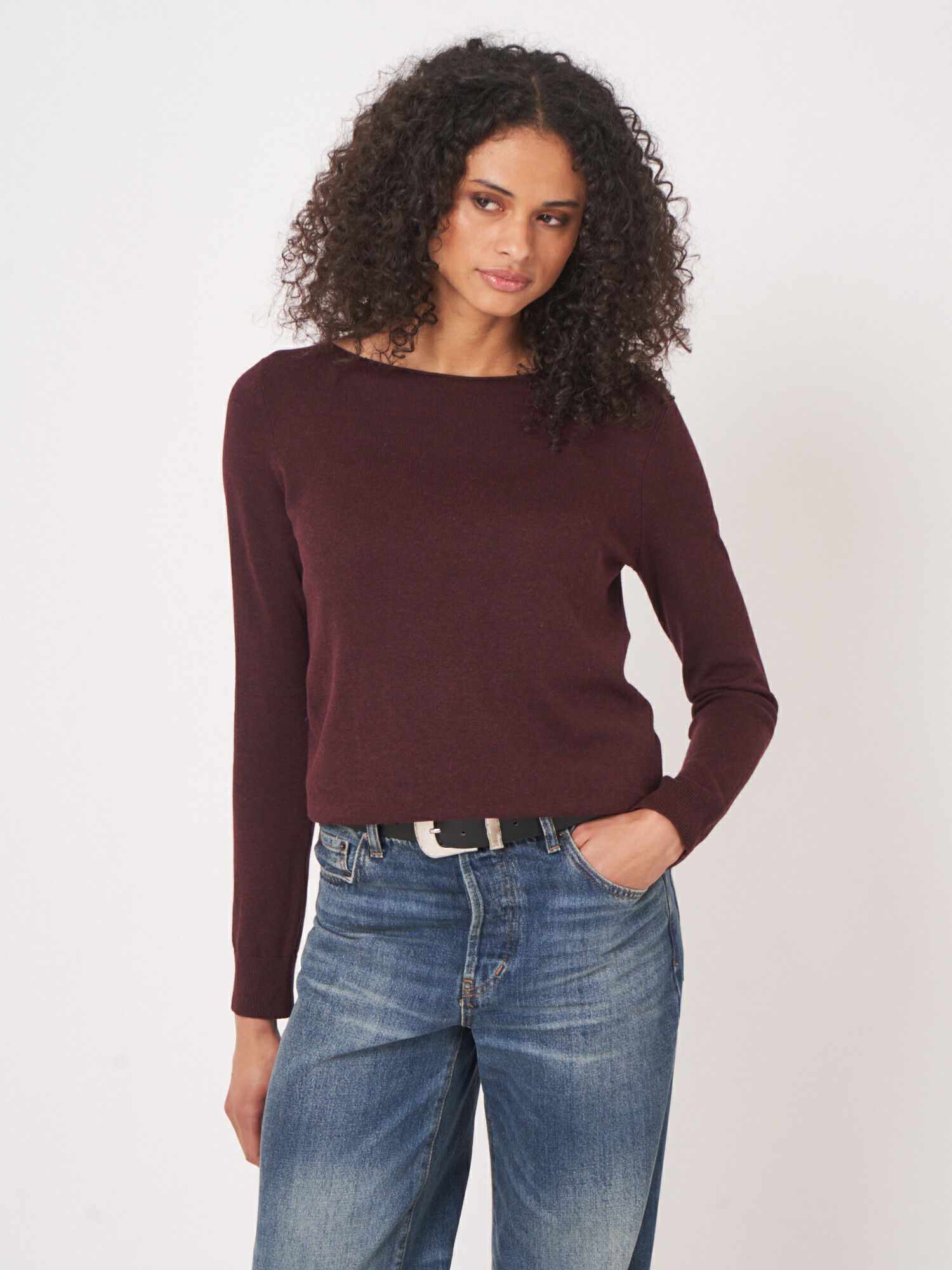 Basic-Langarm-Pullover aus Bio-Baumwollmischung von REPEAT cashmere
