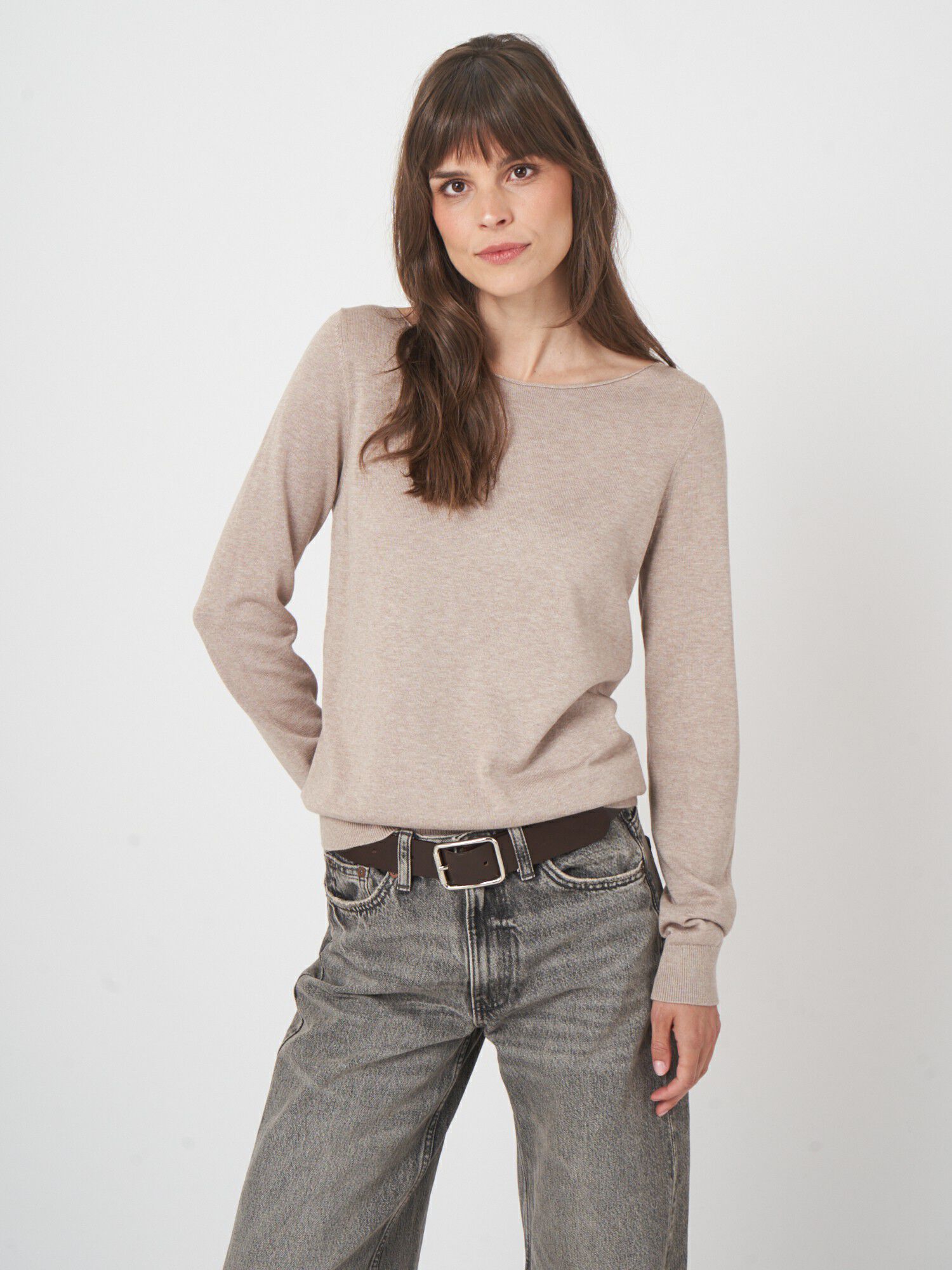 Basic-Langarm-Pullover aus Bio-Baumwollmischung von REPEAT cashmere