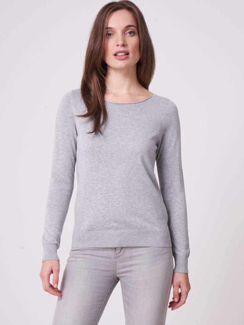 Basic Pullover mit U-Boot-Ausschnitt aus Baumwollmischung von REPEAT cashmere
