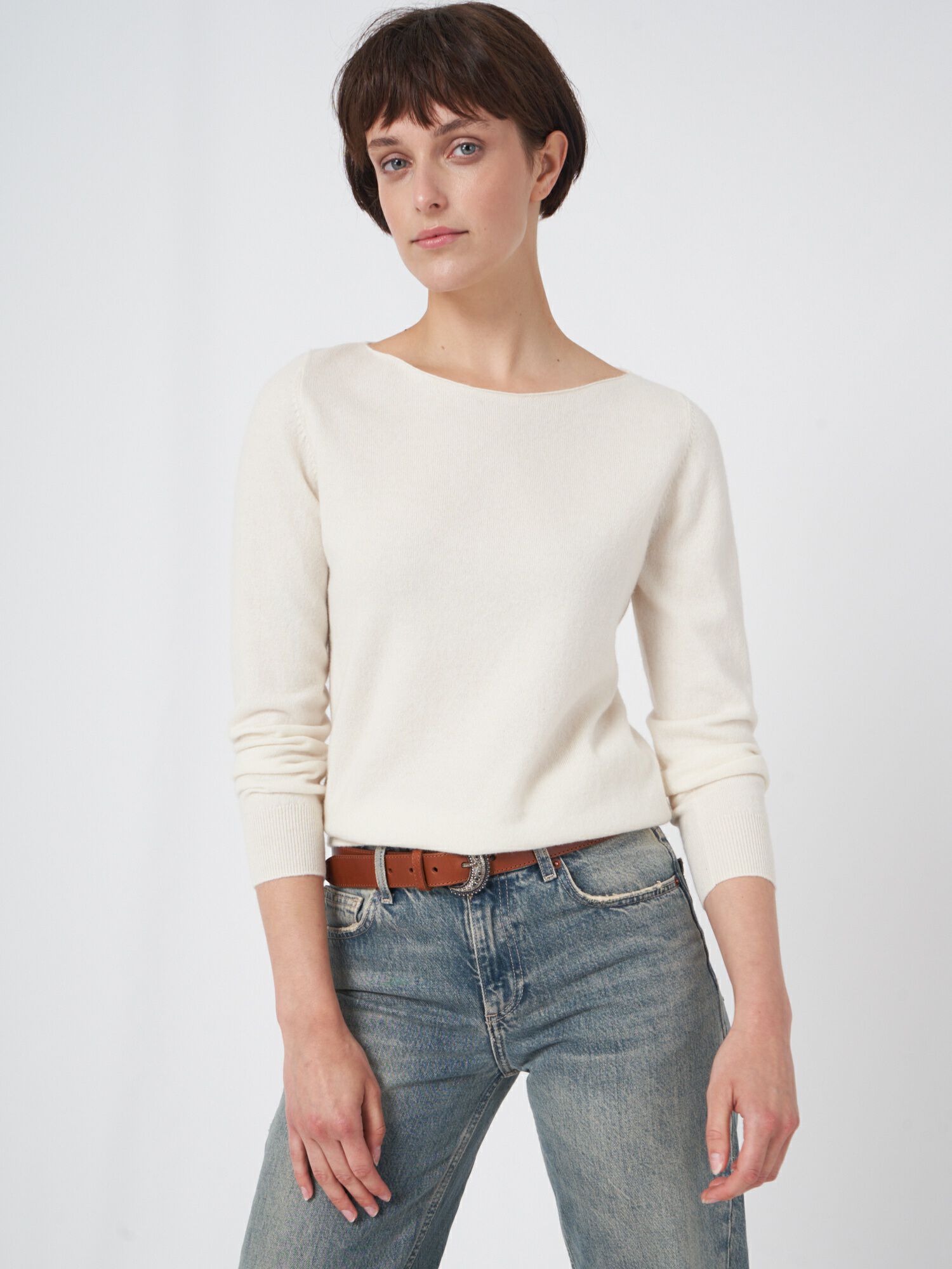 Basic-Pullover mit U-Boot-Ausschnitt aus Bio-Kaschmir von REPEAT cashmere