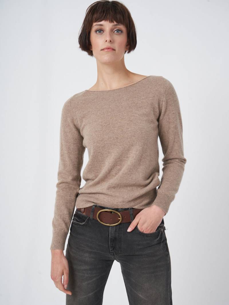 Basic Pullover mit U-Boot-Ausschnitt aus Bio-Kaschmir von REPEAT cashmere