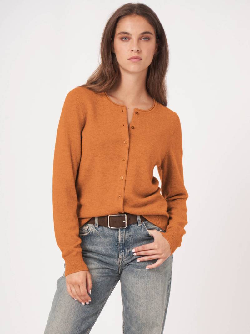 Basic Rundhals-Strickjacke aus Kaschmir-Woll-Mischung von REPEAT cashmere