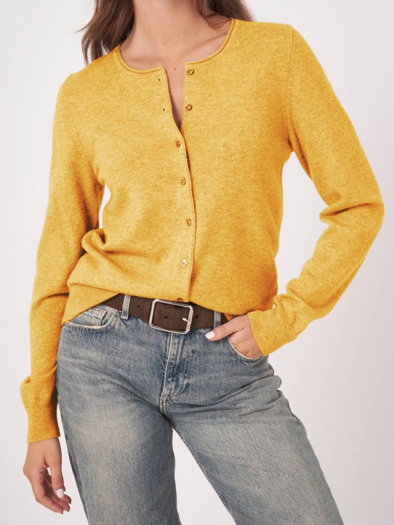 Basic Rundhals-Strickjacke aus Kaschmir-Woll-Mischung von REPEAT cashmere