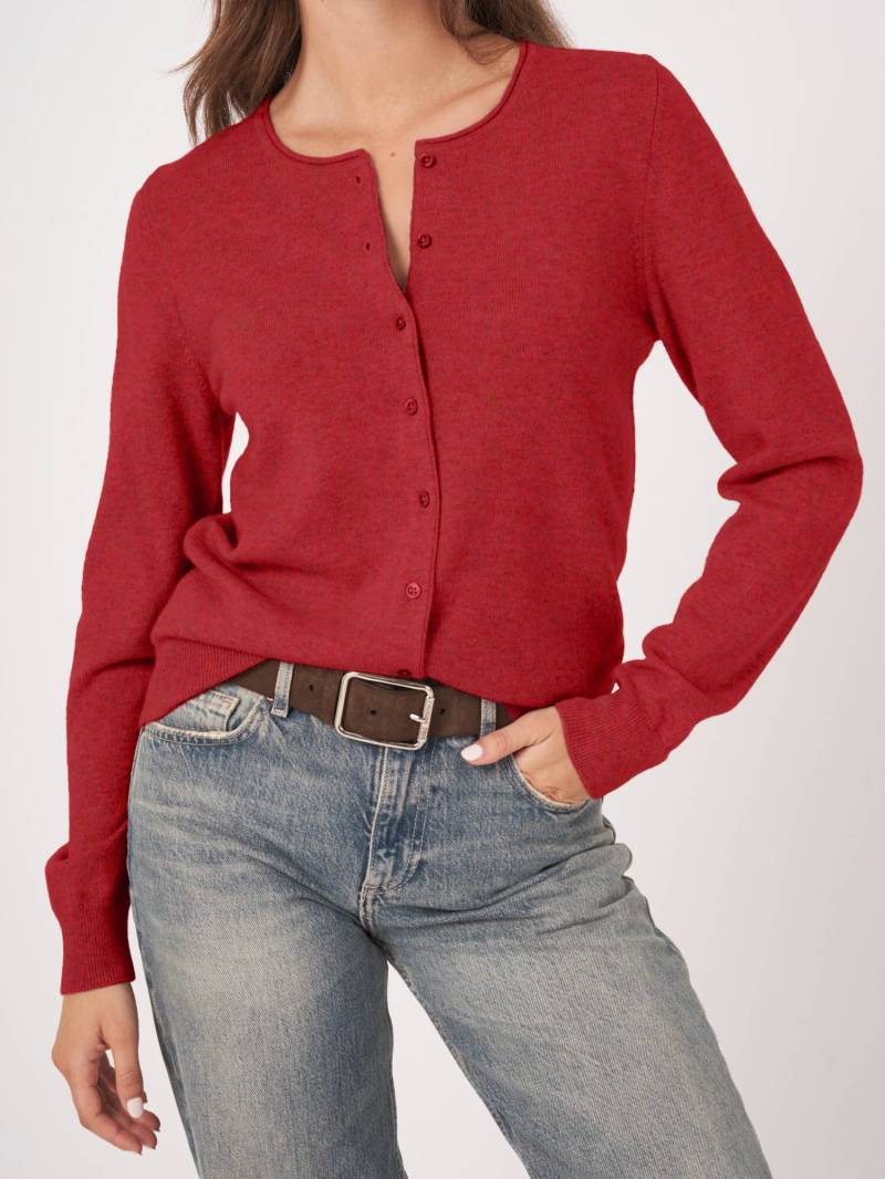 Basic Rundhals-Strickjacke aus Kaschmir-Woll-Mischung von REPEAT cashmere