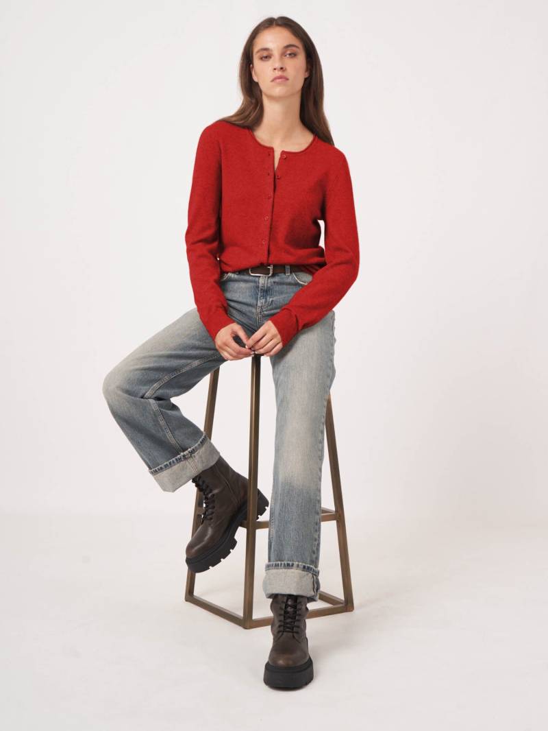 Basic Rundhals-Strickjacke aus Kaschmir-Woll-Mischung von REPEAT cashmere