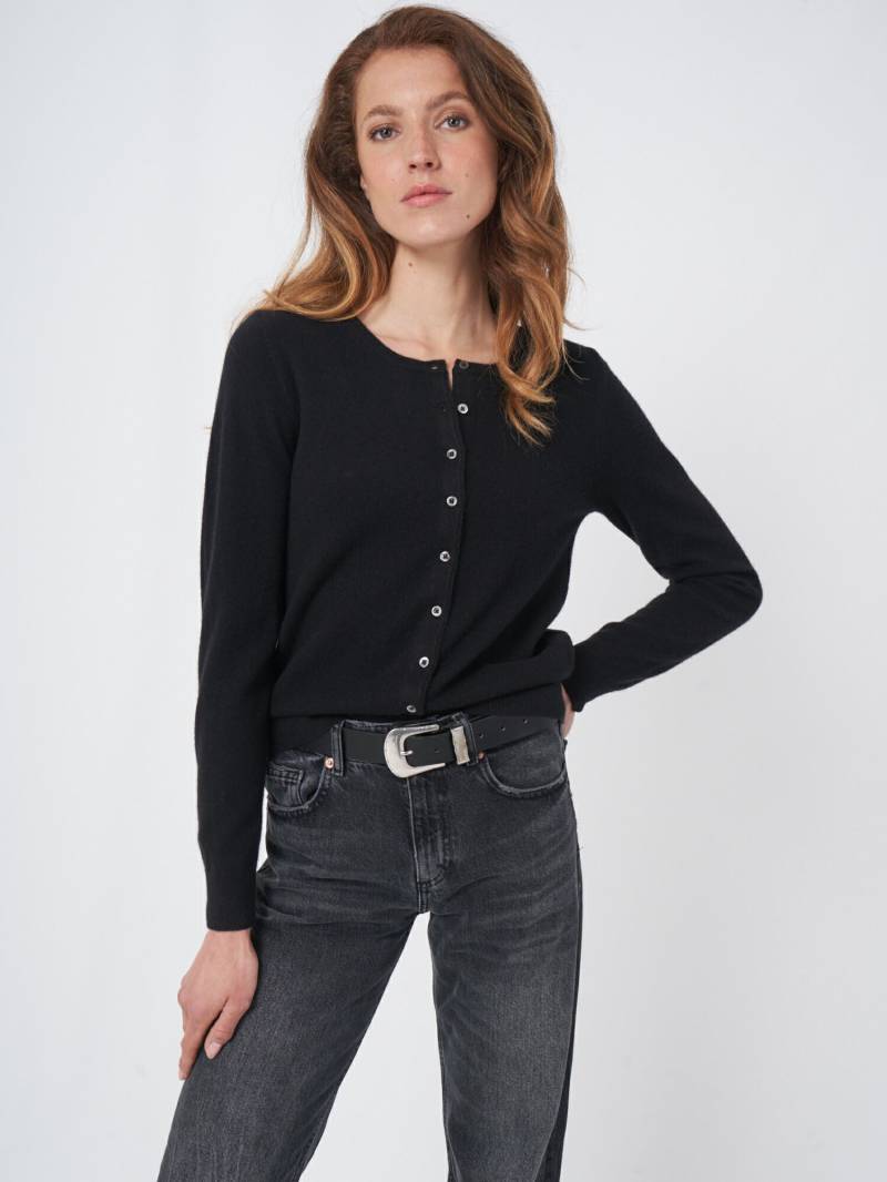 Basic-Strickjacke mit Rundhalsausschnitt aus Bio-Kaschmir von REPEAT cashmere