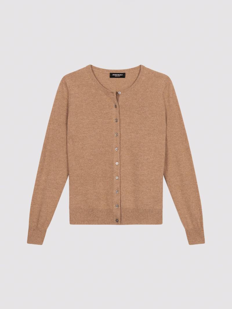 Basic-Strickjacke mit Rundhalsausschnitt aus Bio-Kaschmir von REPEAT cashmere