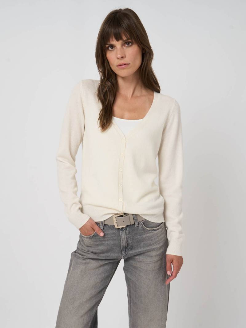 Basic Strickjacke mit V-Ausschnitt aus Bio-Kaschmir von REPEAT cashmere