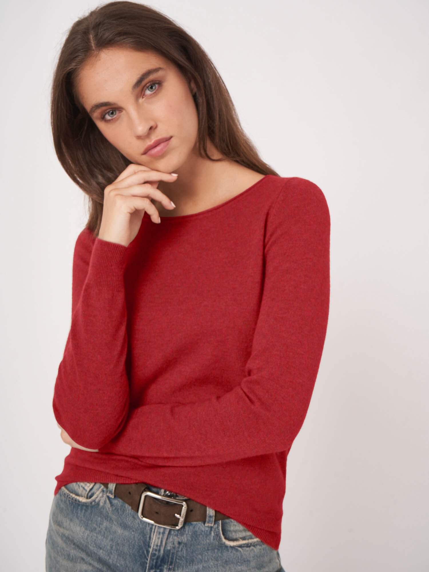 Basic U-Boot-Ausschnitt-Pullover aus Kaschmir-Woll-Mischung von REPEAT cashmere