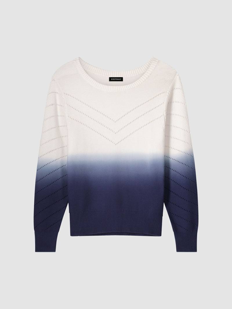 Baumwoll-Strickpullover mit Dip-Dye-Druck und Pointelle-Details von REPEAT cashmere