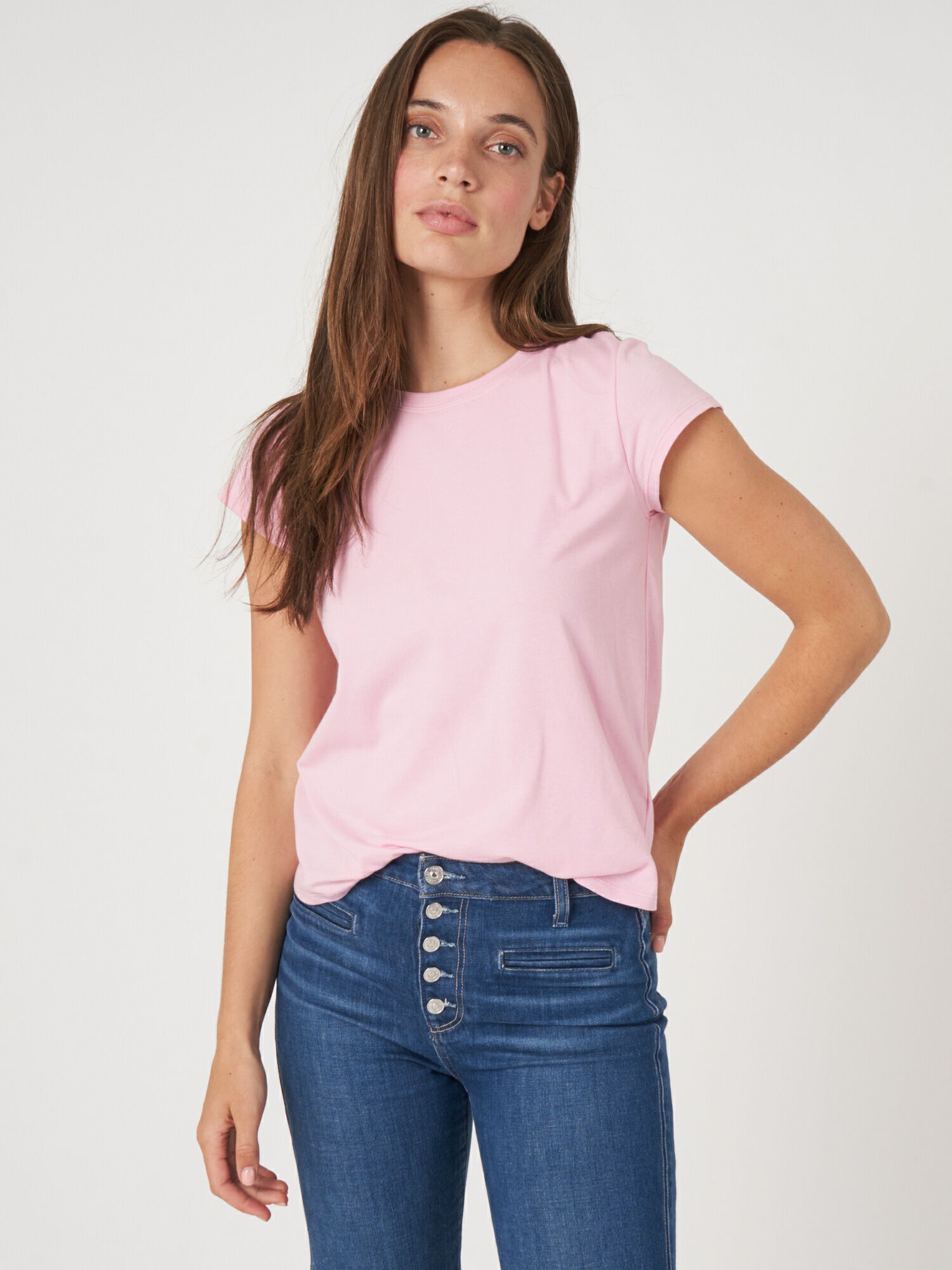 Baumwoll-T-Shirt mit Kappenärmeln von REPEAT cashmere