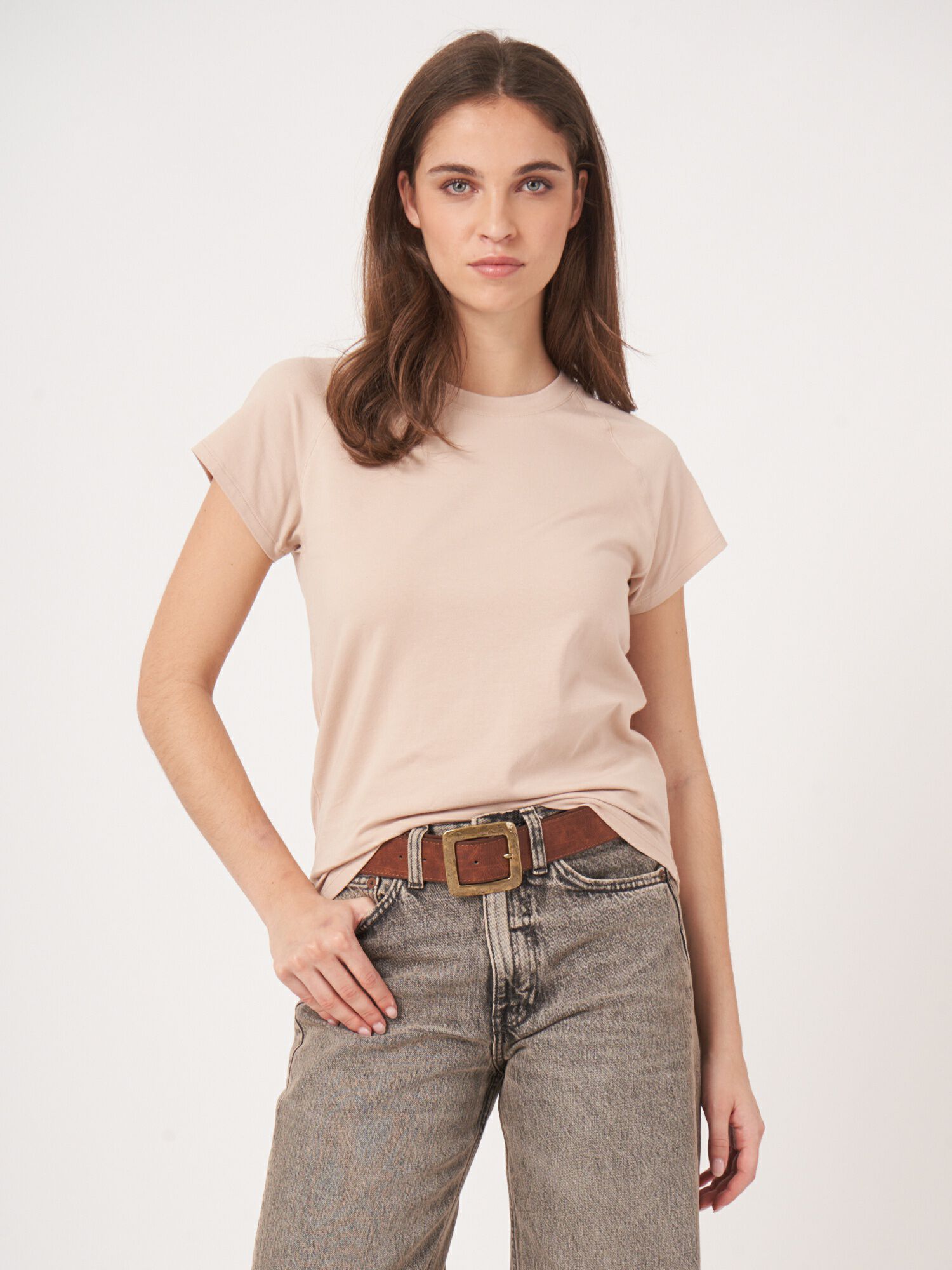 Baumwoll-T-Shirt mit Raglan-Kappenärmeln von REPEAT cashmere