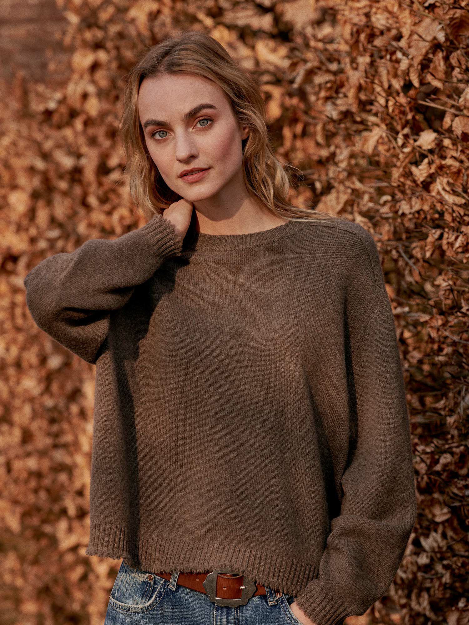 Bio-Kaschmir-Pullover mit Rundhalsausschnitt von REPEAT cashmere