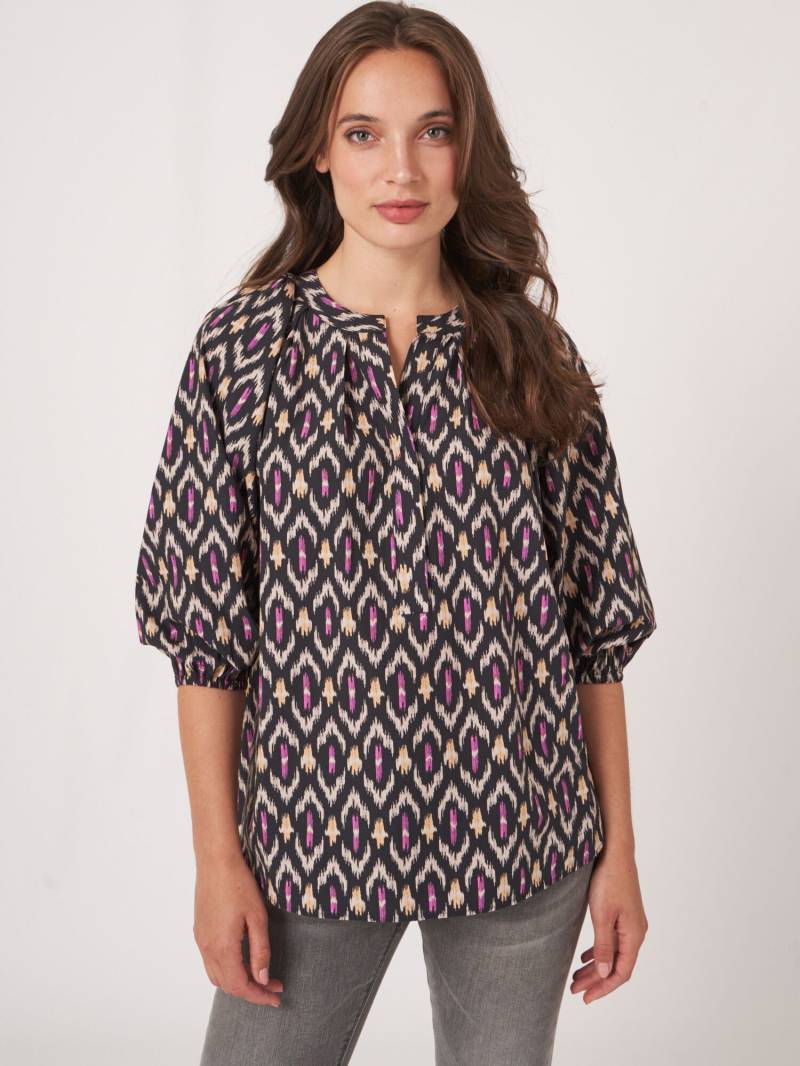 Bluse mit Ikat-Print aus Baumwolle von REPEAT cashmere