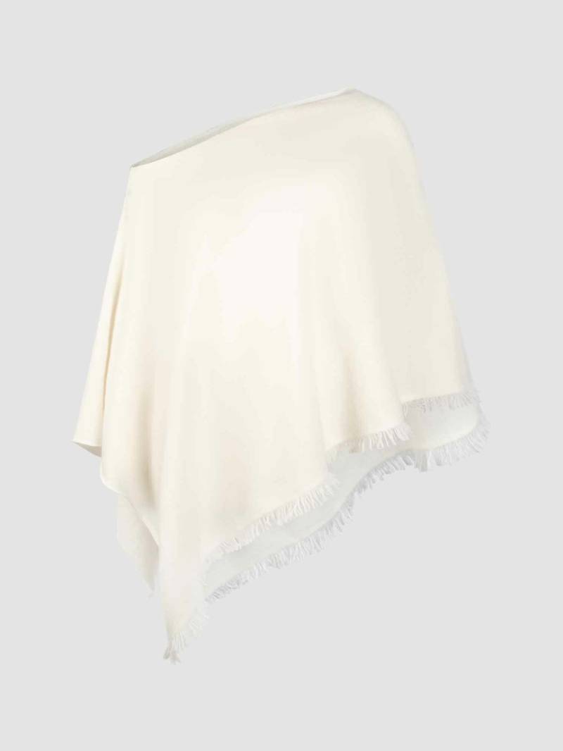 Fein gestrickter Poncho mit Fransen aus Bio-Kaschmir von REPEAT cashmere