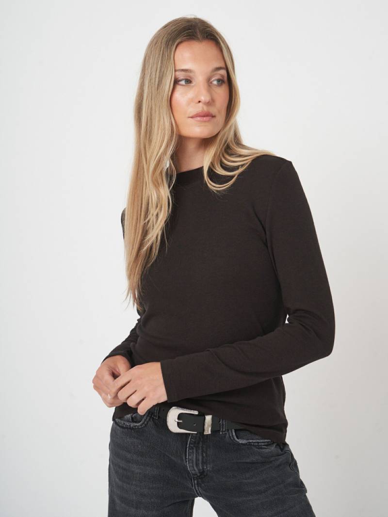 Figurbetontes Wollmix-Shirt mit langen Ärmeln von REPEAT cashmere