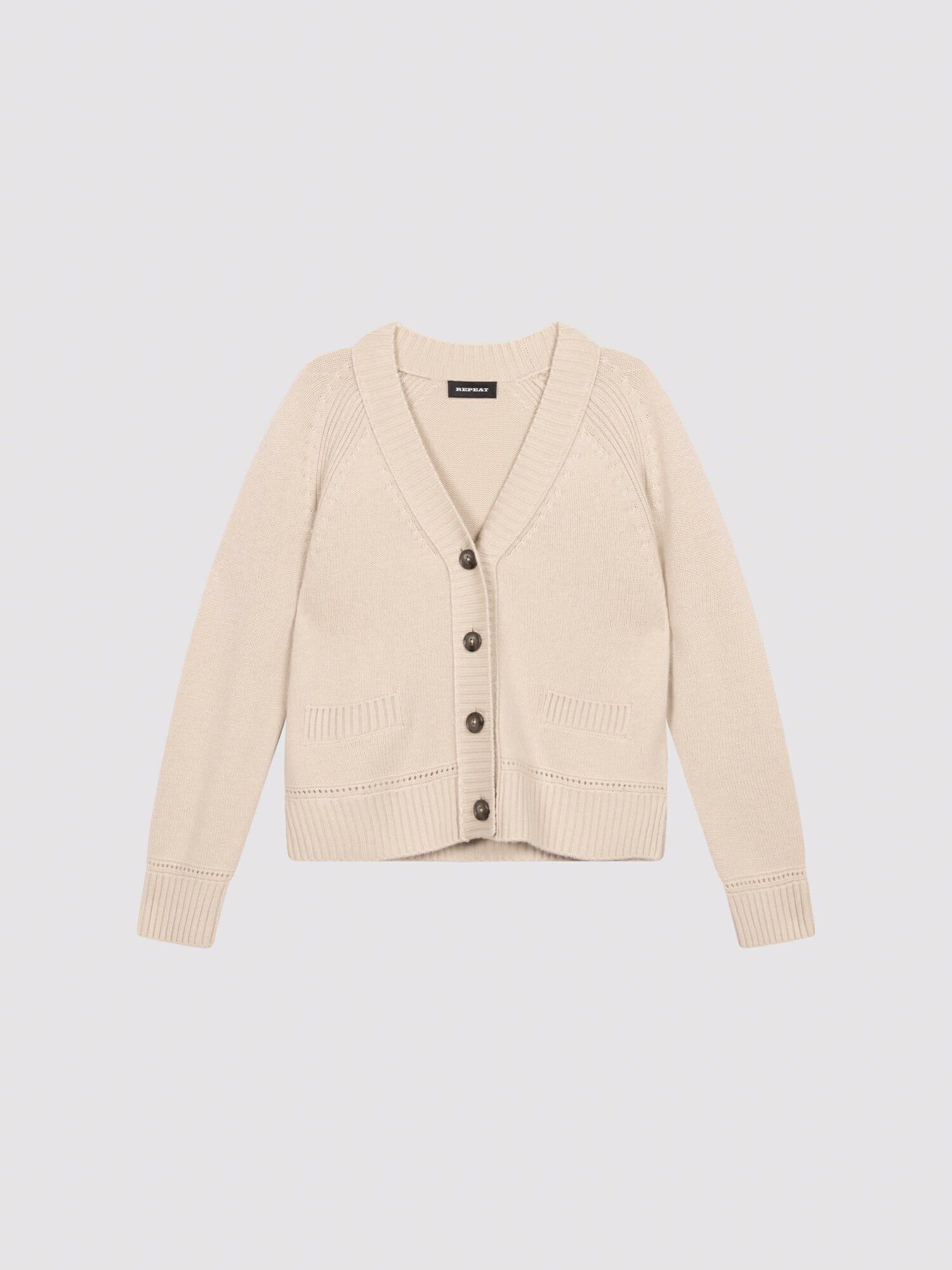 Gerade geschnittener V-Ausschnitt-Cardigan aus Kaschmir-Mix von REPEAT cashmere