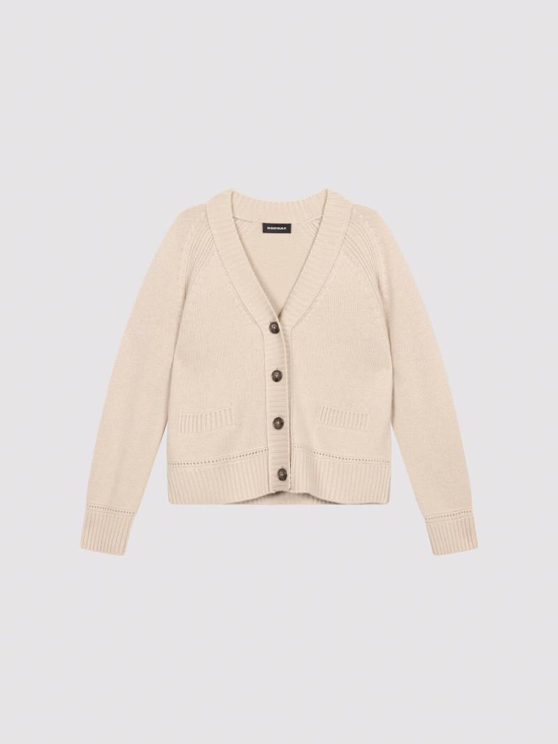 Gerade geschnittener V-Ausschnitt-Cardigan aus Kaschmir-Mix von REPEAT cashmere