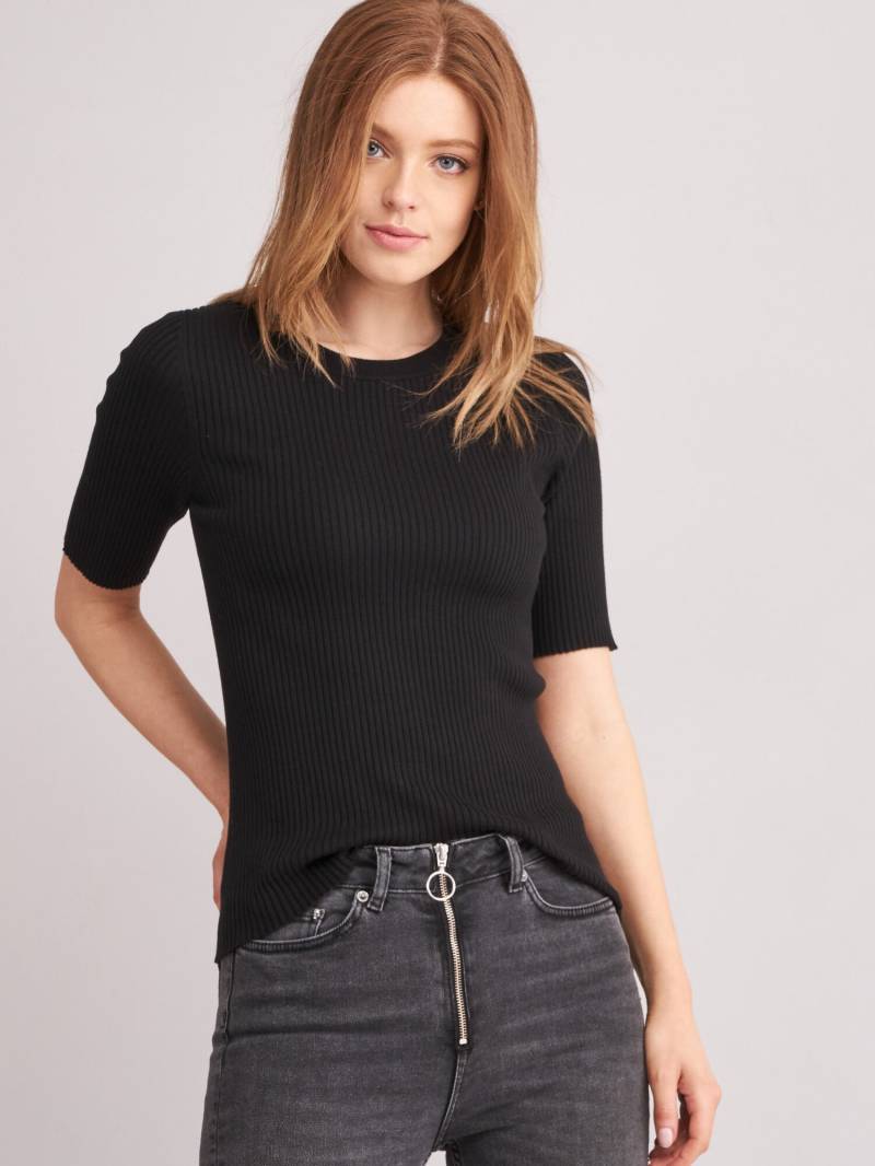 Gerippter Unterzieh-Pullover mit kurzen Ärmeln von REPEAT cashmere