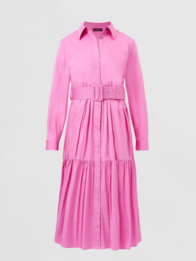 Gestuftes Hemdkleid aus Baumwollmischung mit Gürtel von REPEAT cashmere