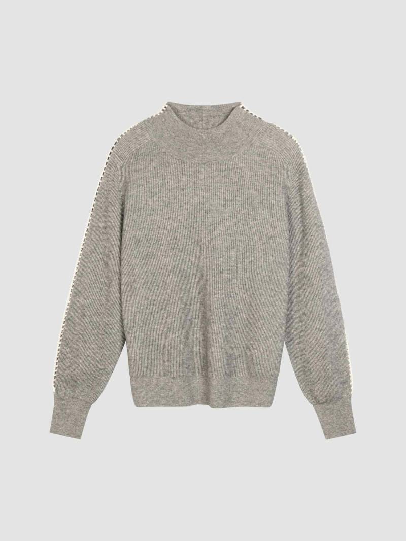Kaschmir-Mischung Rippenstrick-Pullover mit Häkeldetails an den Ärmeln von REPEAT cashmere