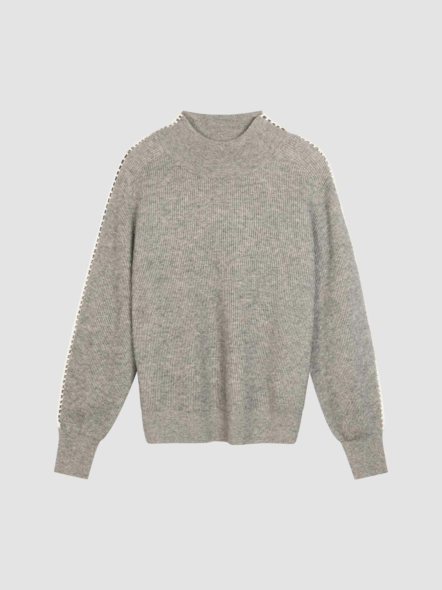 Kaschmir-Mischung Rippenstrick-Pullover mit Häkeldetails an den Ärmeln von REPEAT cashmere