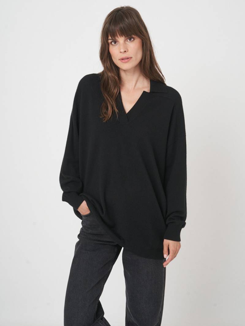 Kaschmir-Mix-Pullover mit Oversized-Schnitt und Polokragen von REPEAT cashmere
