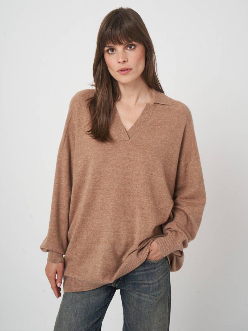 Kaschmir-Mix-Pullover mit Oversized-Schnitt und Polokragen von REPEAT cashmere