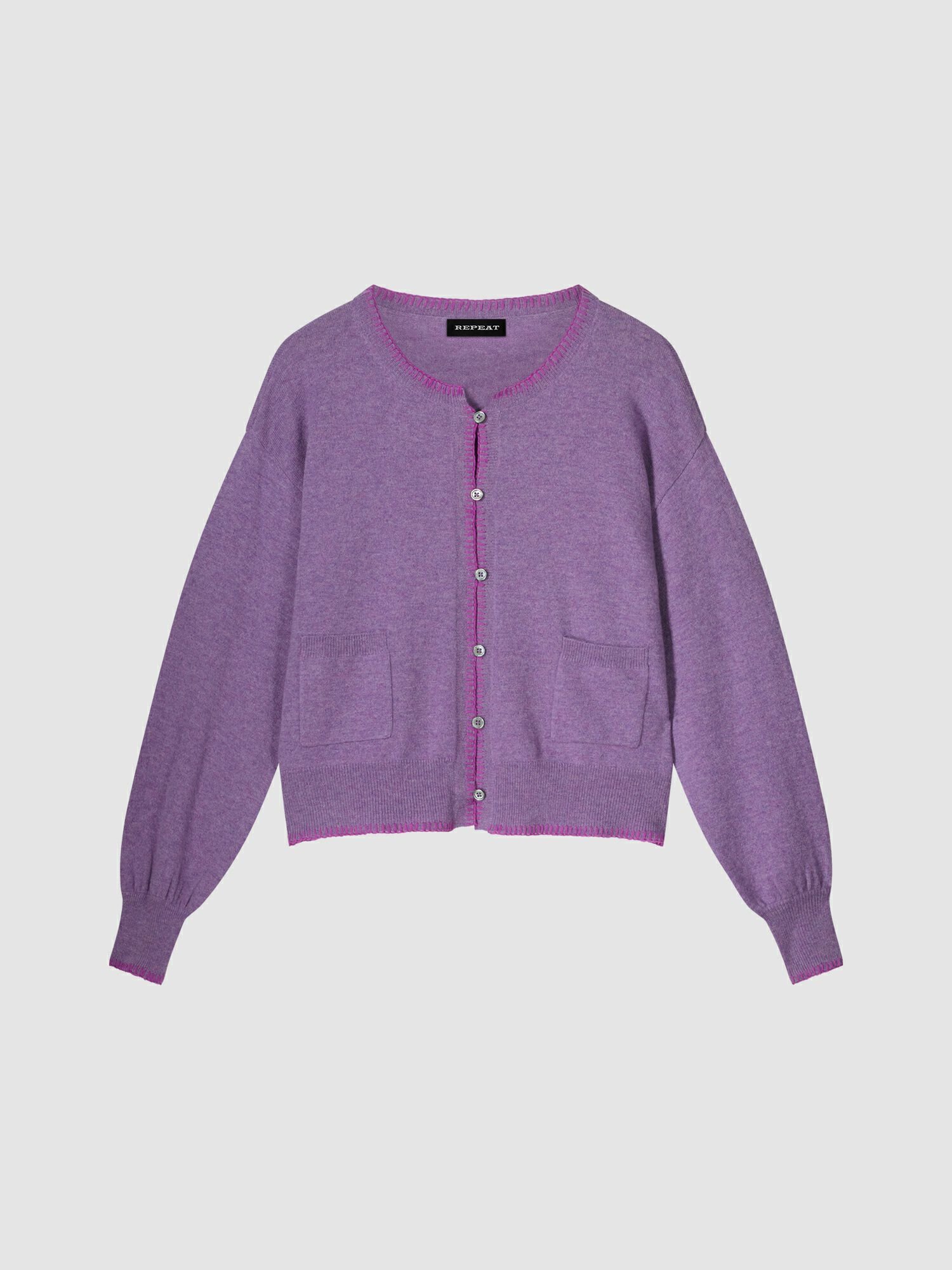 Kaschmir-Strickjacke mit Kontrastnähten von REPEAT cashmere