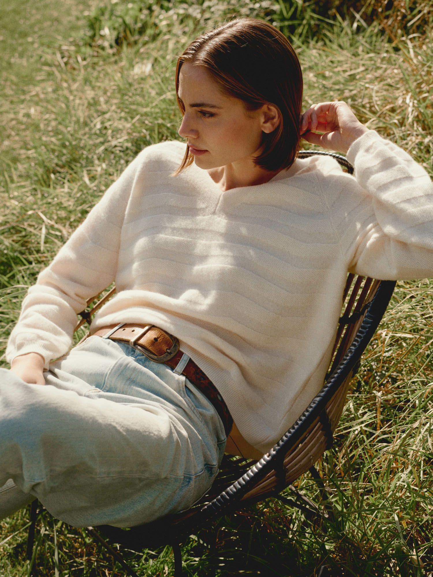 Kaschmirpullover mit texturierten Wellenstreifen von REPEAT cashmere