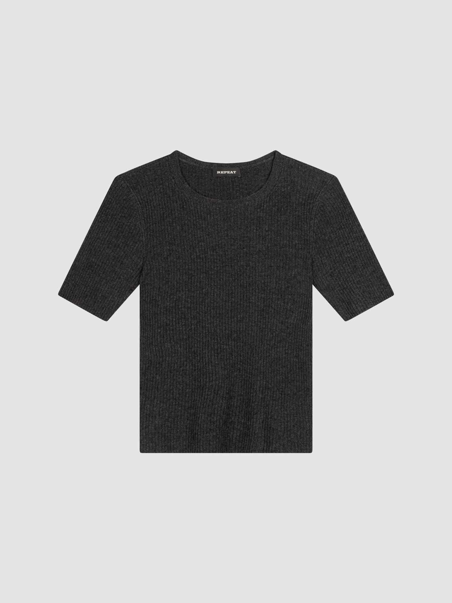 Kurzarm-Rippenstrick-Pullover aus Kaschmir-Mischung von REPEAT cashmere