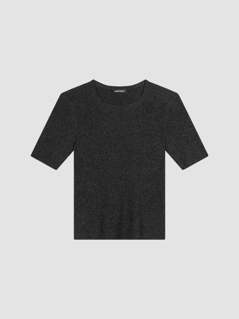 Kurzarm-Rippenstrick-Pullover aus Kaschmir-Mischung von REPEAT cashmere