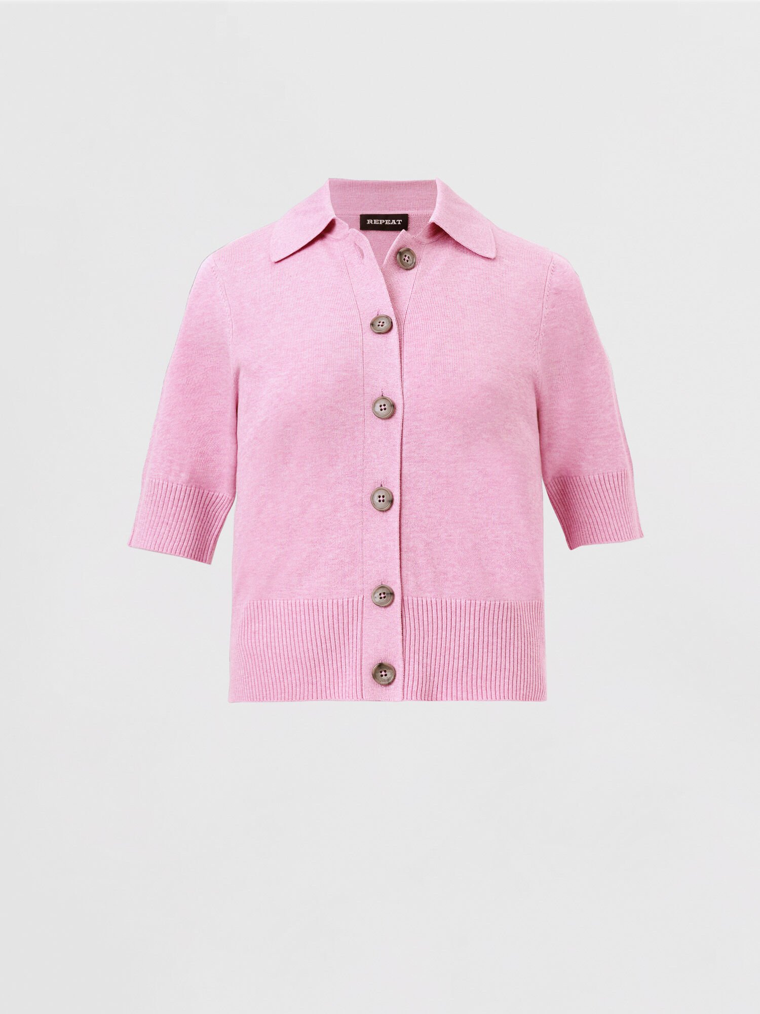 Kurzarm-Strickjacke mit Rollkragen von REPEAT cashmere