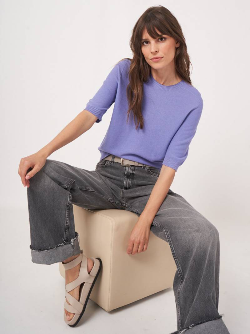 Kurzarm-Strickpullover aus Baumwoll-Kaschmirmischung von REPEAT cashmere