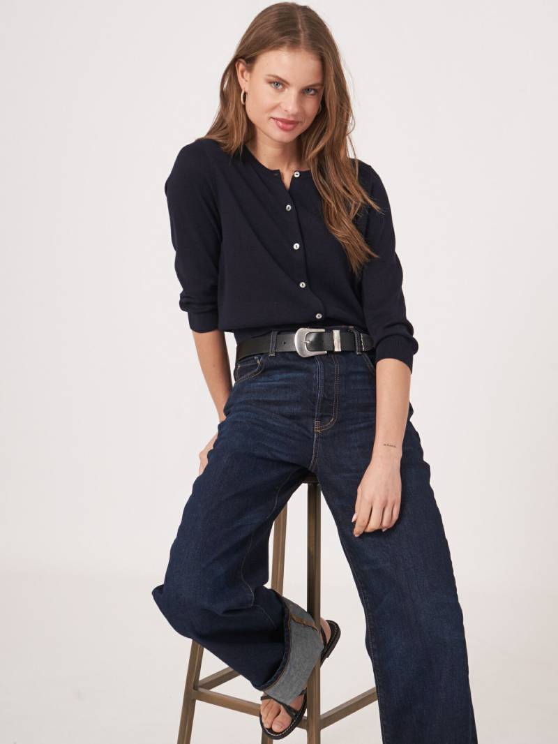 Kurzer Cardigan mit Rundhalsausschnitt aus Baumwollmischung von REPEAT cashmere