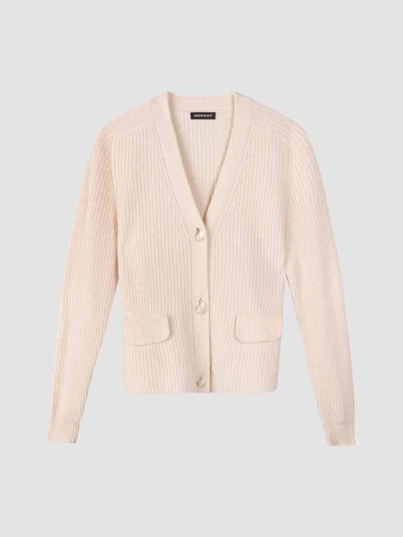 Kurzer Rippstrick-Cardigan von REPEAT cashmere