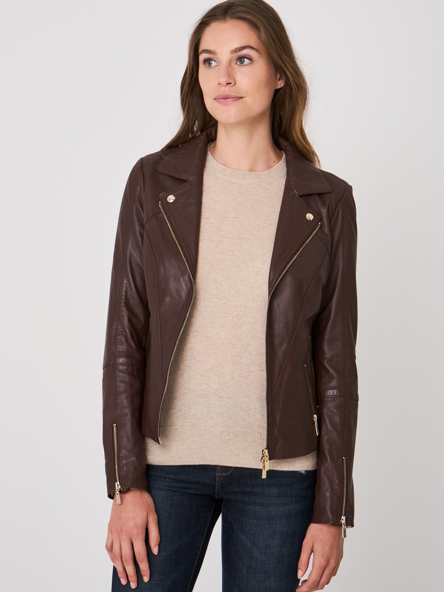Leder-Bikerjacke von REPEAT cashmere