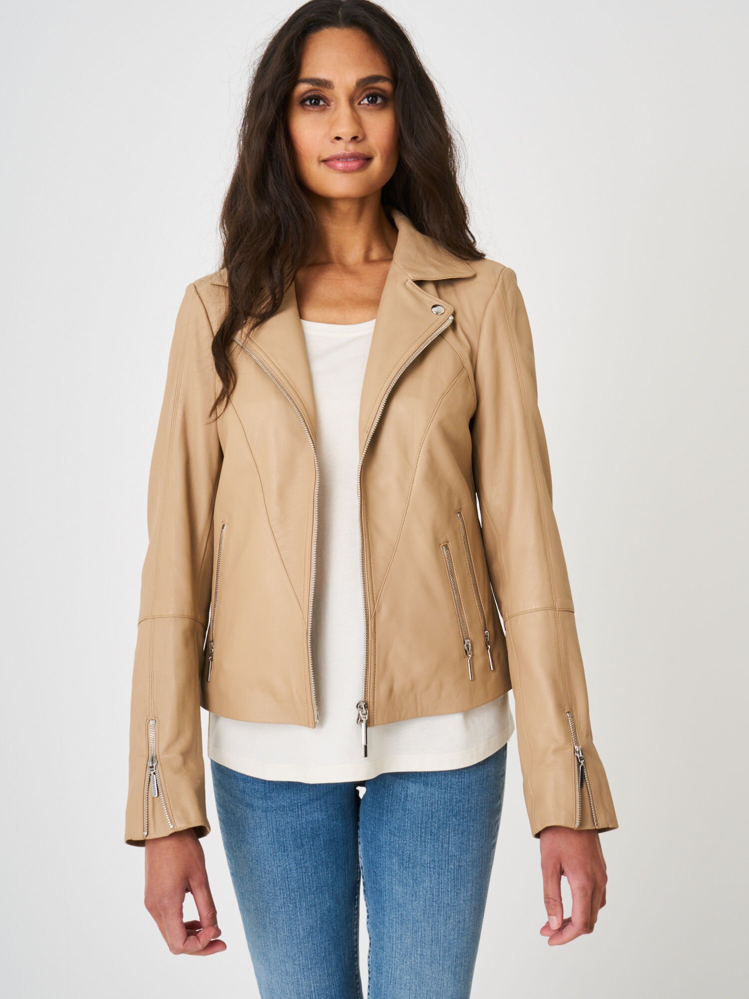 Leder-Bikerjacke von REPEAT cashmere