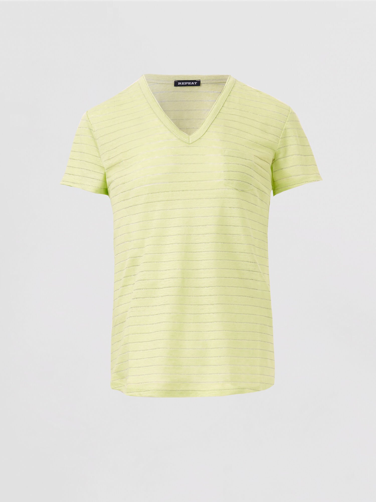 Leinen-T-Shirt mit Lurex-Streifen von REPEAT cashmere
