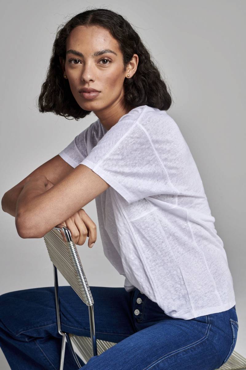 Leinen-T-Shirt mit seitlichen Detail von REPEAT cashmere