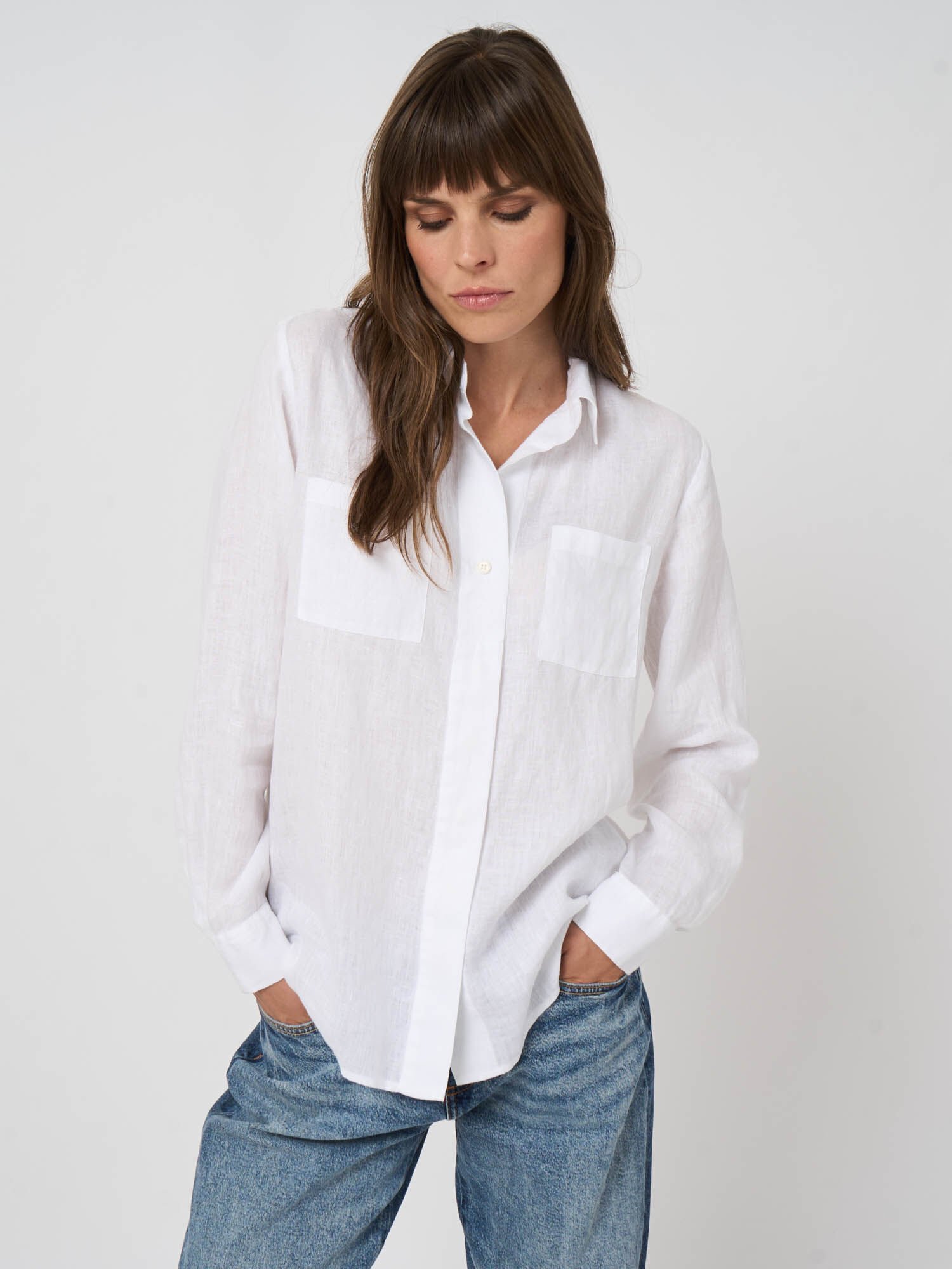 Leinenbluse mit Brusttaschen von REPEAT cashmere